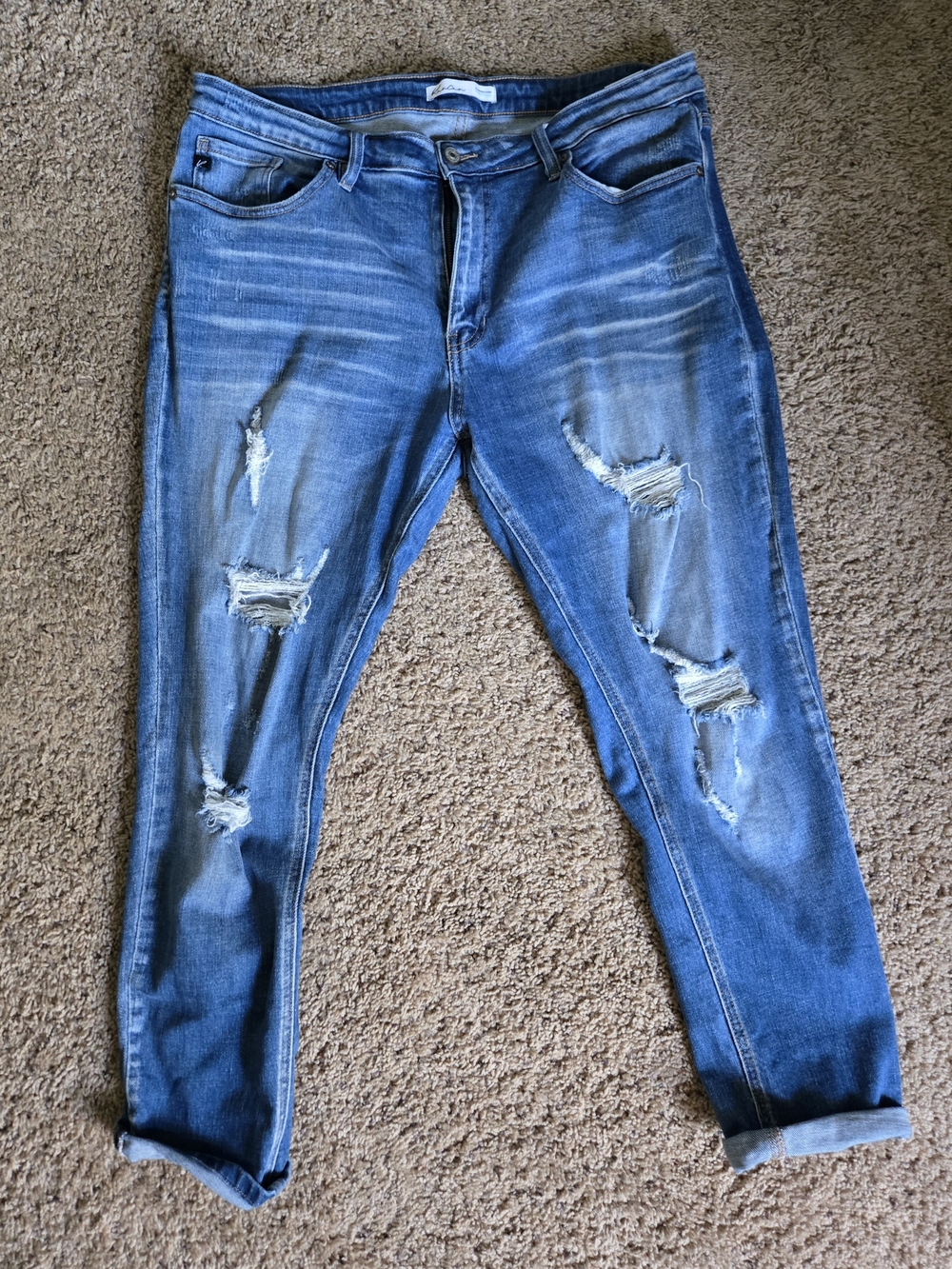 KanCan Distressed Boyfriend Jeans - Medium Blue